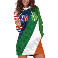 Custom Ireland and United States Hoodie Dress Shamrocks and American Flag Style