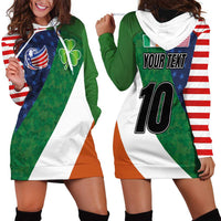 Custom Ireland and United States Hoodie Dress Shamrocks and American Flag Style