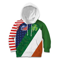 Custom Ireland and United States Kid Hoodie Shamrocks and American Flag Style