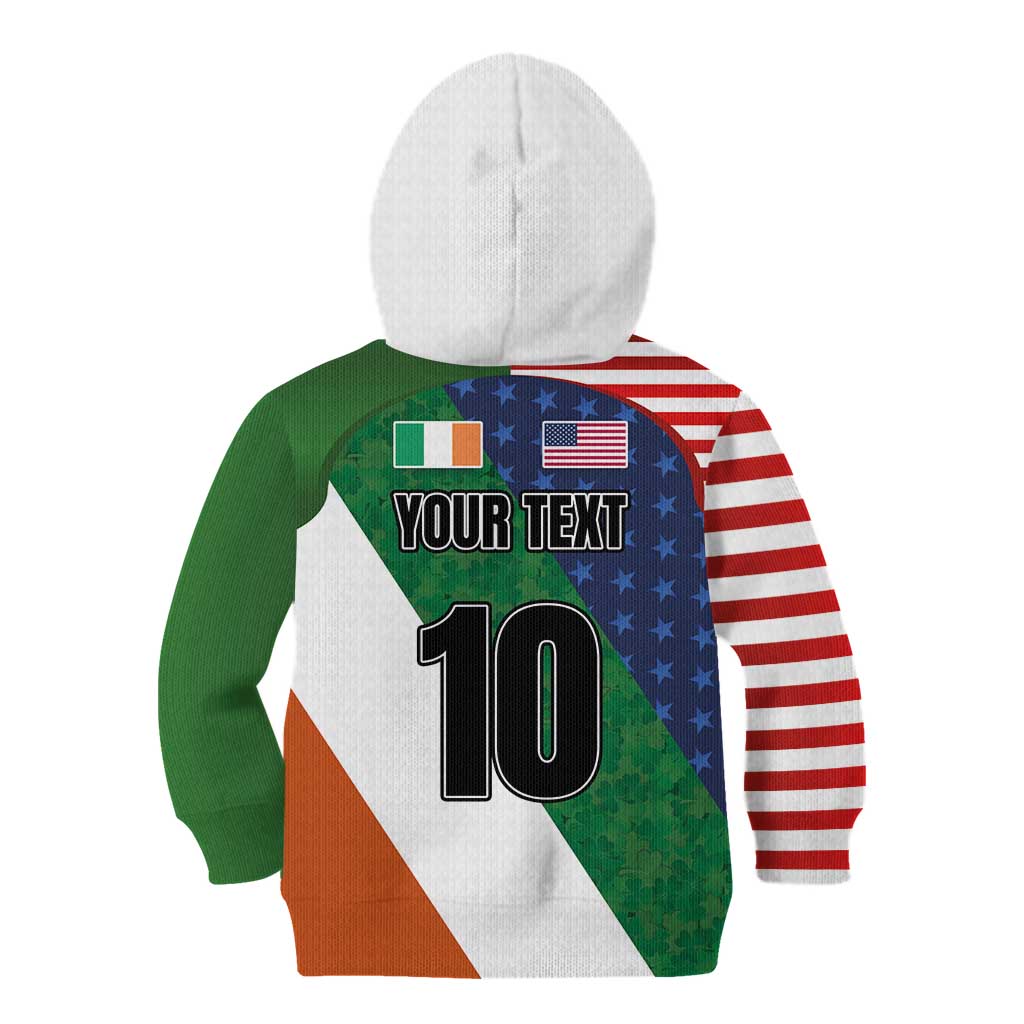 Custom Ireland and United States Kid Hoodie Shamrocks and American Flag Style