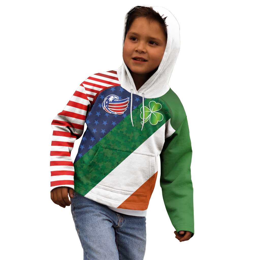 Custom Ireland and United States Kid Hoodie Shamrocks and American Flag Style