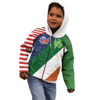 Custom Ireland and United States Kid Hoodie Shamrocks and American Flag Style