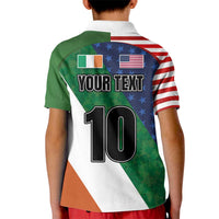 Custom Ireland and United States Kid Polo Shirt Shamrocks and American Flag Style