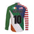 Custom Ireland and United States Long Sleeve Button Shirt Shamrocks and American Flag Style