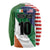Custom Ireland and United States Long Sleeve Shirt Shamrocks and American Flag Style