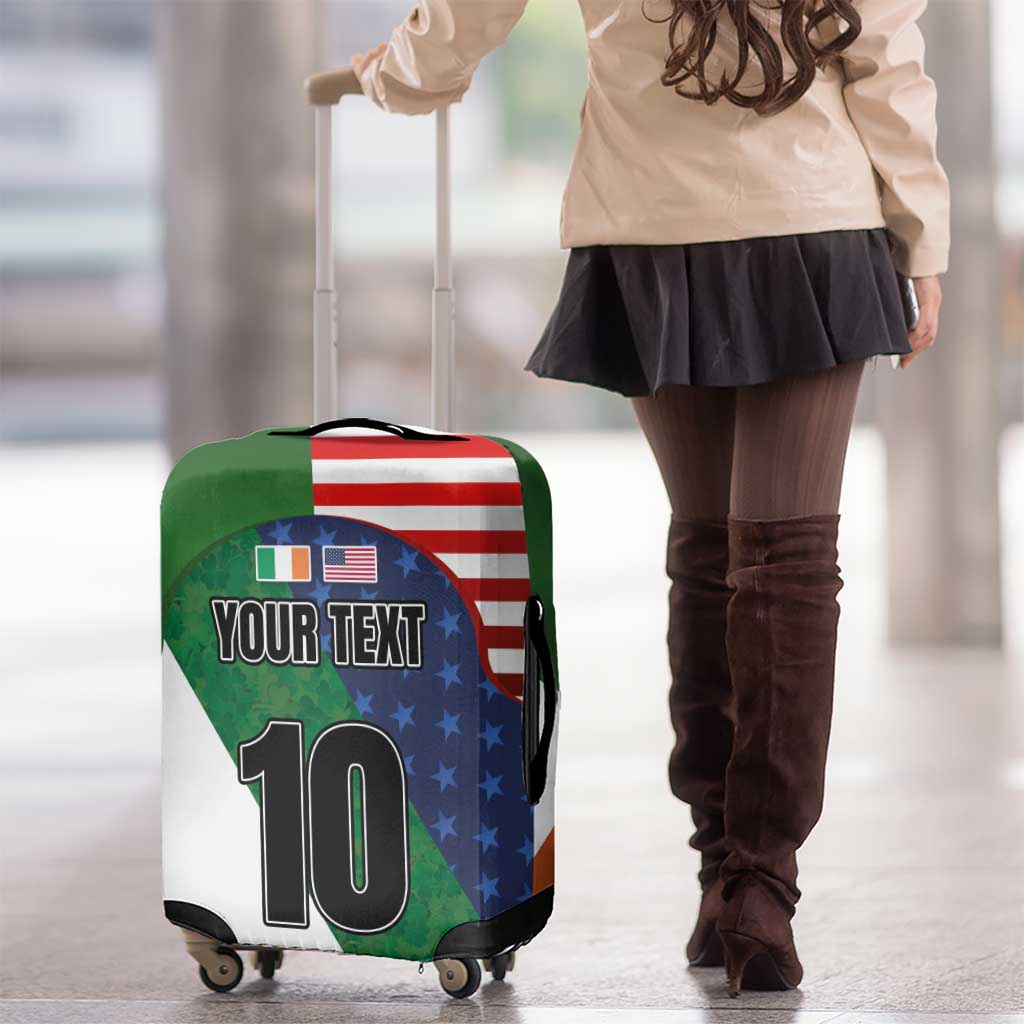 Custom Ireland and United States Luggage Cover Shamrocks and American Flag Style