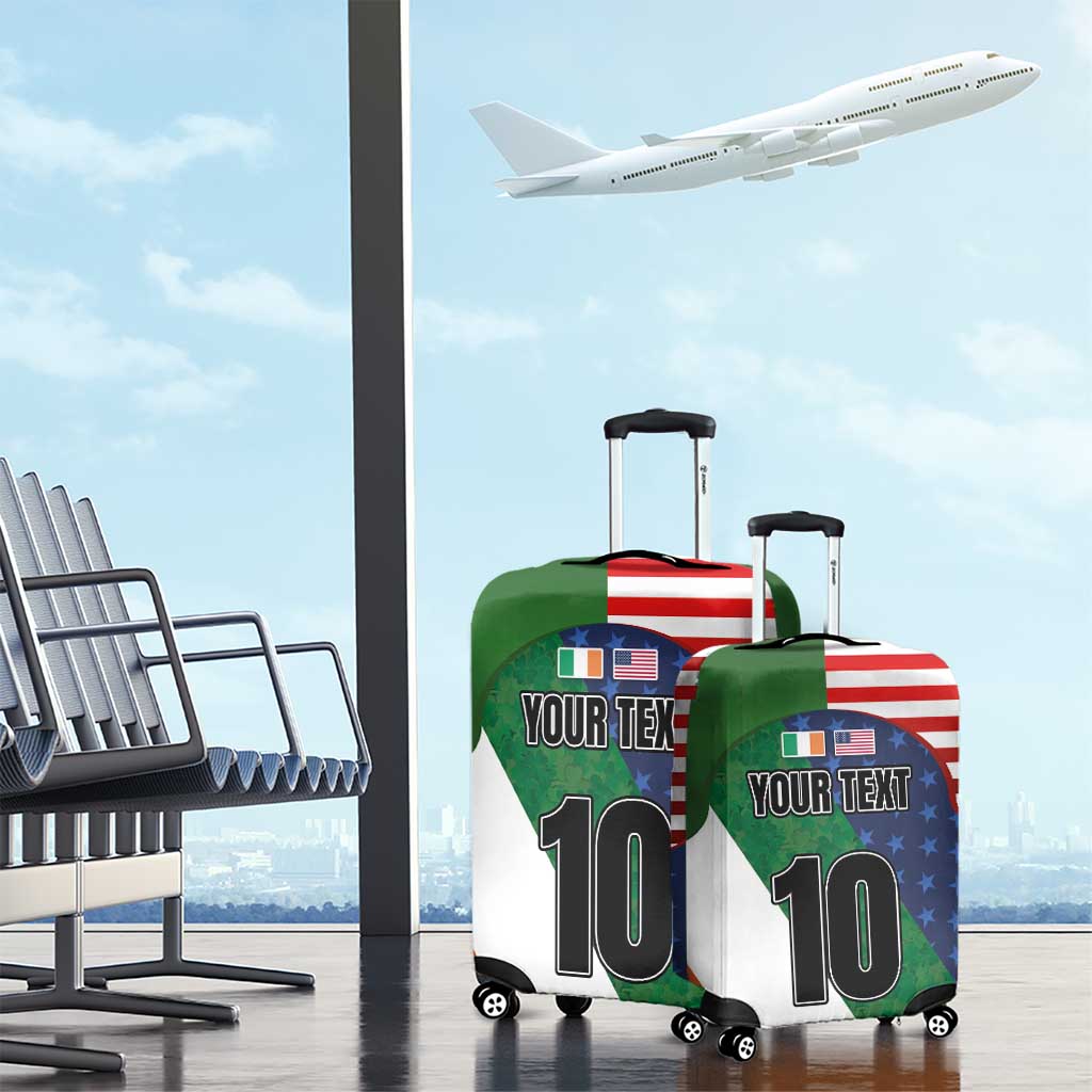 Custom Ireland and United States Luggage Cover Shamrocks and American Flag Style