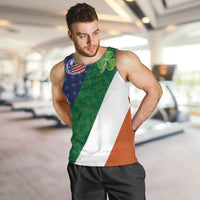 Custom Ireland and United States Men Tank Top Shamrocks and American Flag Style