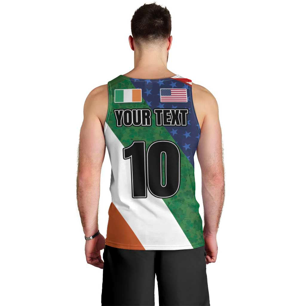 Custom Ireland and United States Men Tank Top Shamrocks and American Flag Style