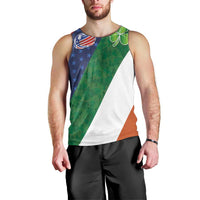 Custom Ireland and United States Men Tank Top Shamrocks and American Flag Style