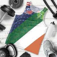 Custom Ireland and United States Men Tank Top Shamrocks and American Flag Style