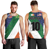 Custom Ireland and United States Men Tank Top Shamrocks and American Flag Style