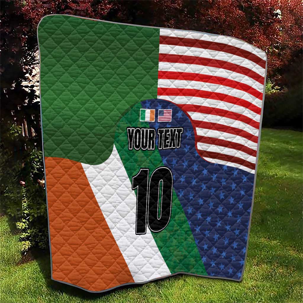 Custom Ireland and United States Quilt Shamrocks and American Flag Style