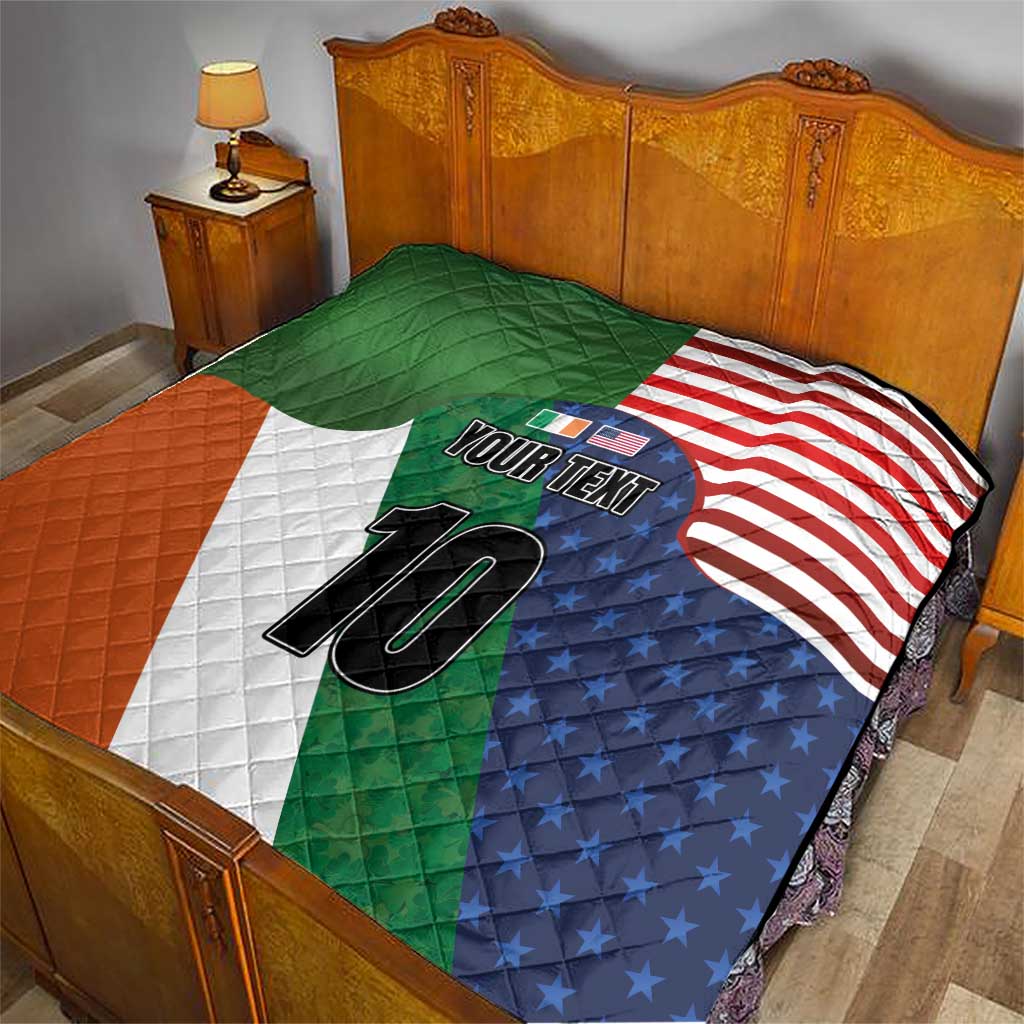 Custom Ireland and United States Quilt Shamrocks and American Flag Style