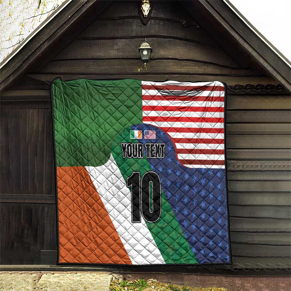 Custom Ireland and United States Quilt Shamrocks and American Flag Style