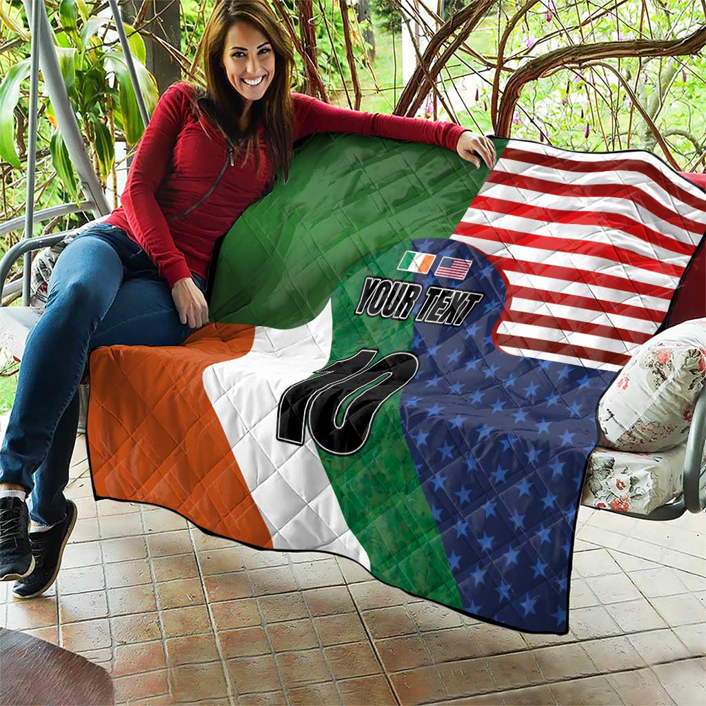 Custom Ireland and United States Quilt Shamrocks and American Flag Style