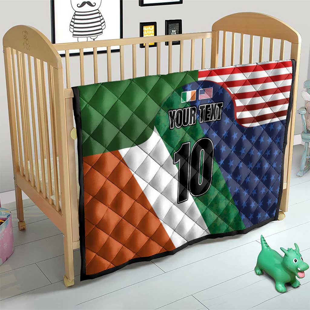 Custom Ireland and United States Quilt Shamrocks and American Flag Style