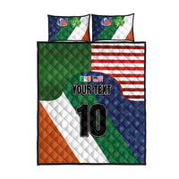 Custom Ireland and United States Quilt Bed Set Shamrocks and American Flag Style