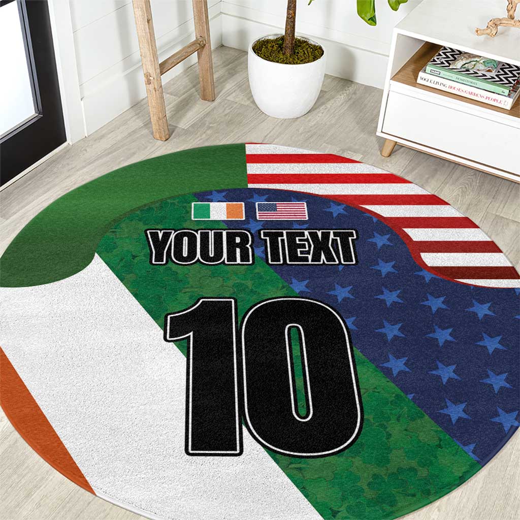 Custom Ireland and United States Round Carpet Shamrocks and American Flag Style