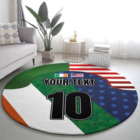 Custom Ireland and United States Round Carpet Shamrocks and American Flag Style