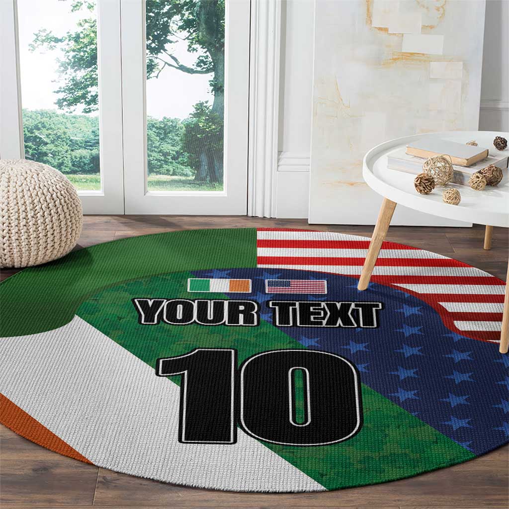 Custom Ireland and United States Round Carpet Shamrocks and American Flag Style