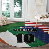 Custom Ireland and United States Round Carpet Shamrocks and American Flag Style