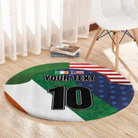 Custom Ireland and United States Round Carpet Shamrocks and American Flag Style