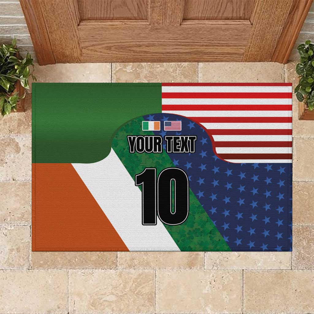 Custom Ireland and United States Rubber Doormat Shamrocks and American Flag Style