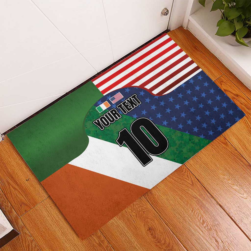 Custom Ireland and United States Rubber Doormat Shamrocks and American Flag Style