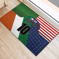 Custom Ireland and United States Rubber Doormat Shamrocks and American Flag Style