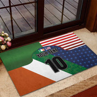 Custom Ireland and United States Rubber Doormat Shamrocks and American Flag Style