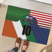 Custom Ireland and United States Rubber Doormat Shamrocks and American Flag Style