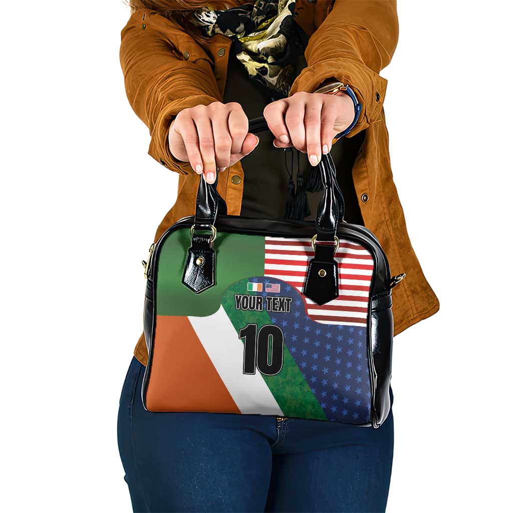 Custom Ireland and United States Shoulder Handbag Shamrocks and American Flag Style
