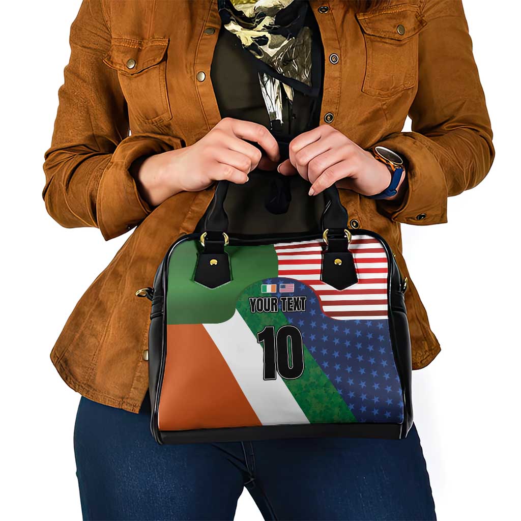 Custom Ireland and United States Shoulder Handbag Shamrocks and American Flag Style