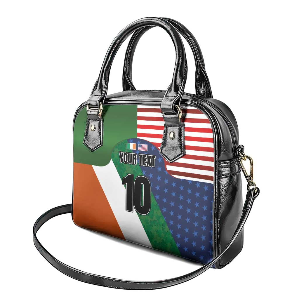 Custom Ireland and United States Shoulder Handbag Shamrocks and American Flag Style