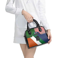 Custom Ireland and United States Shoulder Handbag Shamrocks and American Flag Style