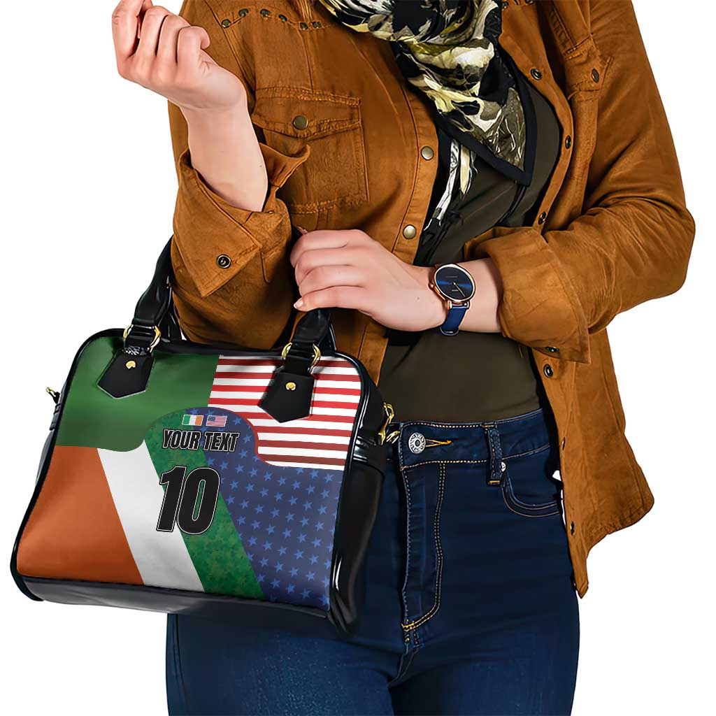 Custom Ireland and United States Shoulder Handbag Shamrocks and American Flag Style