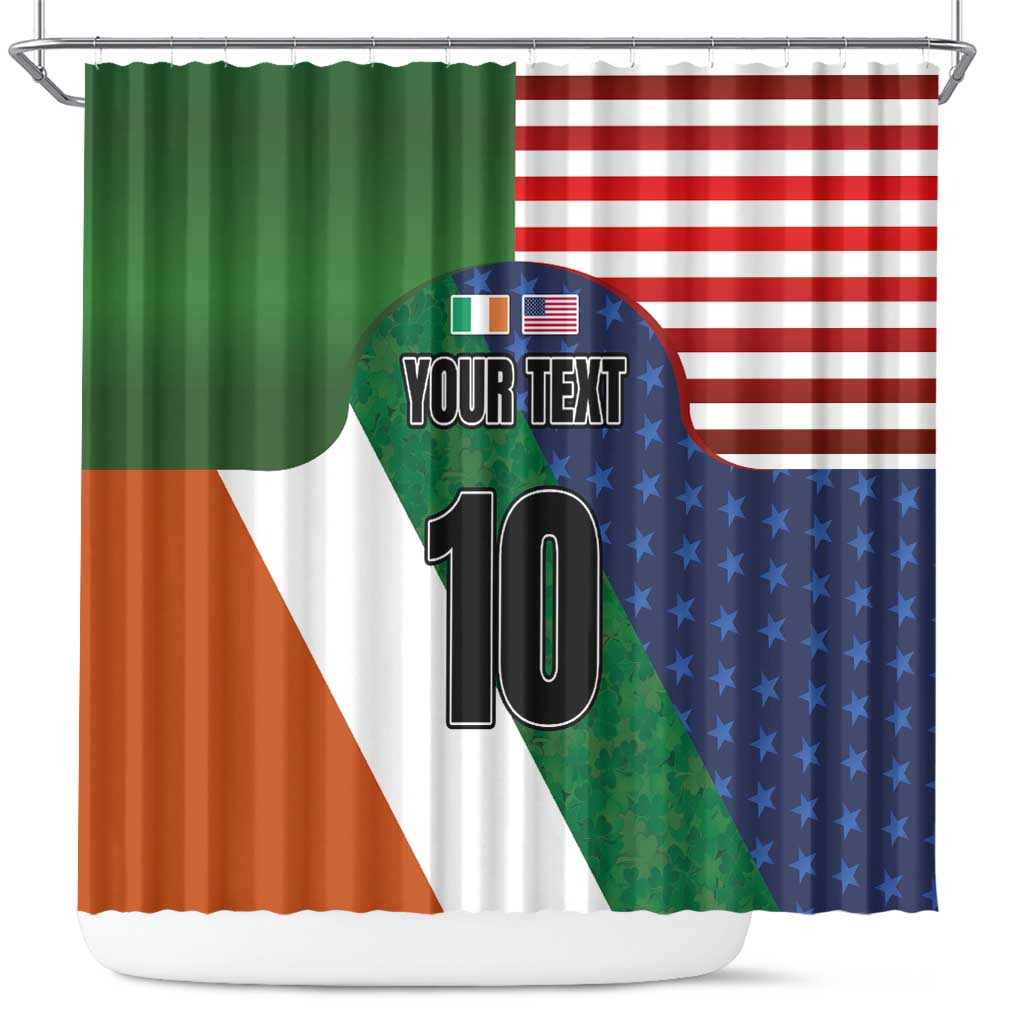 Custom Ireland and United States Shower Curtain Shamrocks and American Flag Style