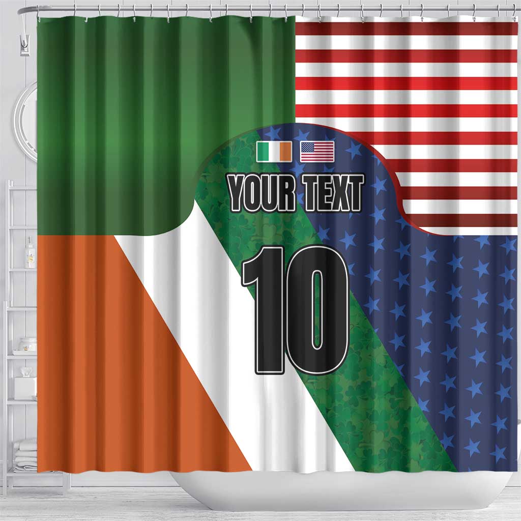 Custom Ireland and United States Shower Curtain Shamrocks and American Flag Style