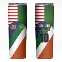 Custom Ireland and United States Skinny Tumbler Shamrocks and American Flag Style