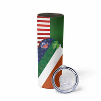 Custom Ireland and United States Skinny Tumbler Shamrocks and American Flag Style