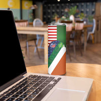 Custom Ireland and United States Skinny Tumbler Shamrocks and American Flag Style
