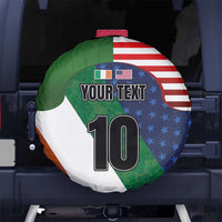 Custom Ireland and United States Spare Tire Cover Shamrocks and American Flag Style