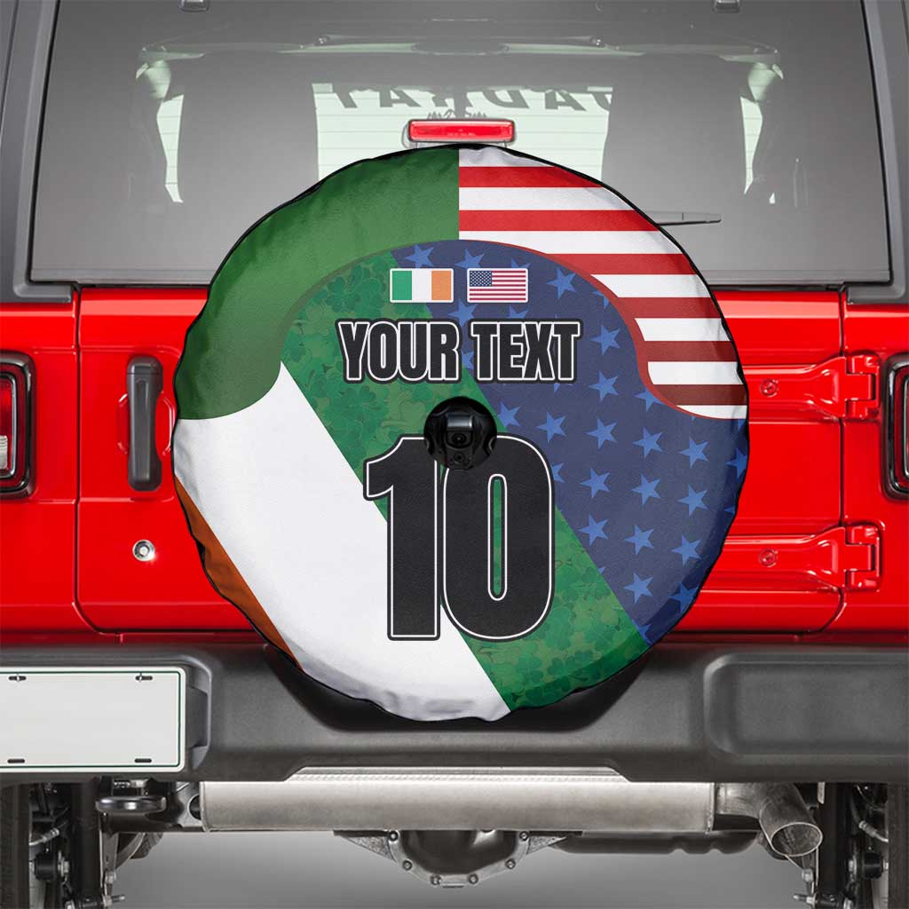 Custom Ireland and United States Spare Tire Cover Shamrocks and American Flag Style