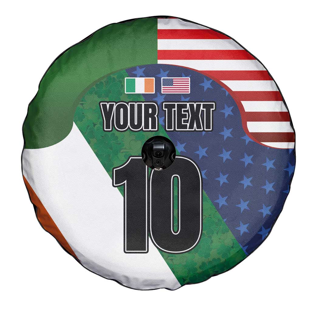 Custom Ireland and United States Spare Tire Cover Shamrocks and American Flag Style