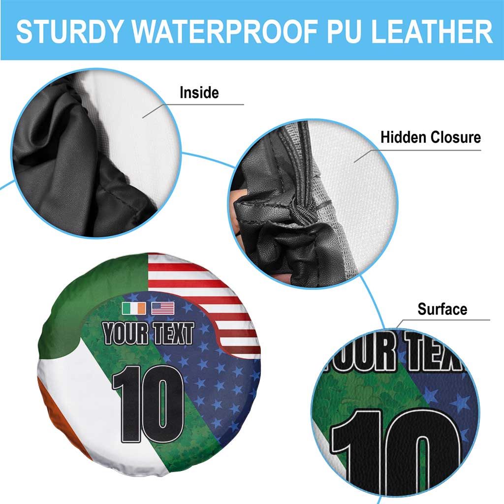 Custom Ireland and United States Spare Tire Cover Shamrocks and American Flag Style