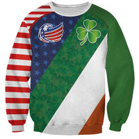 Custom Ireland and United States Sweatshirt Shamrocks and American Flag Style
