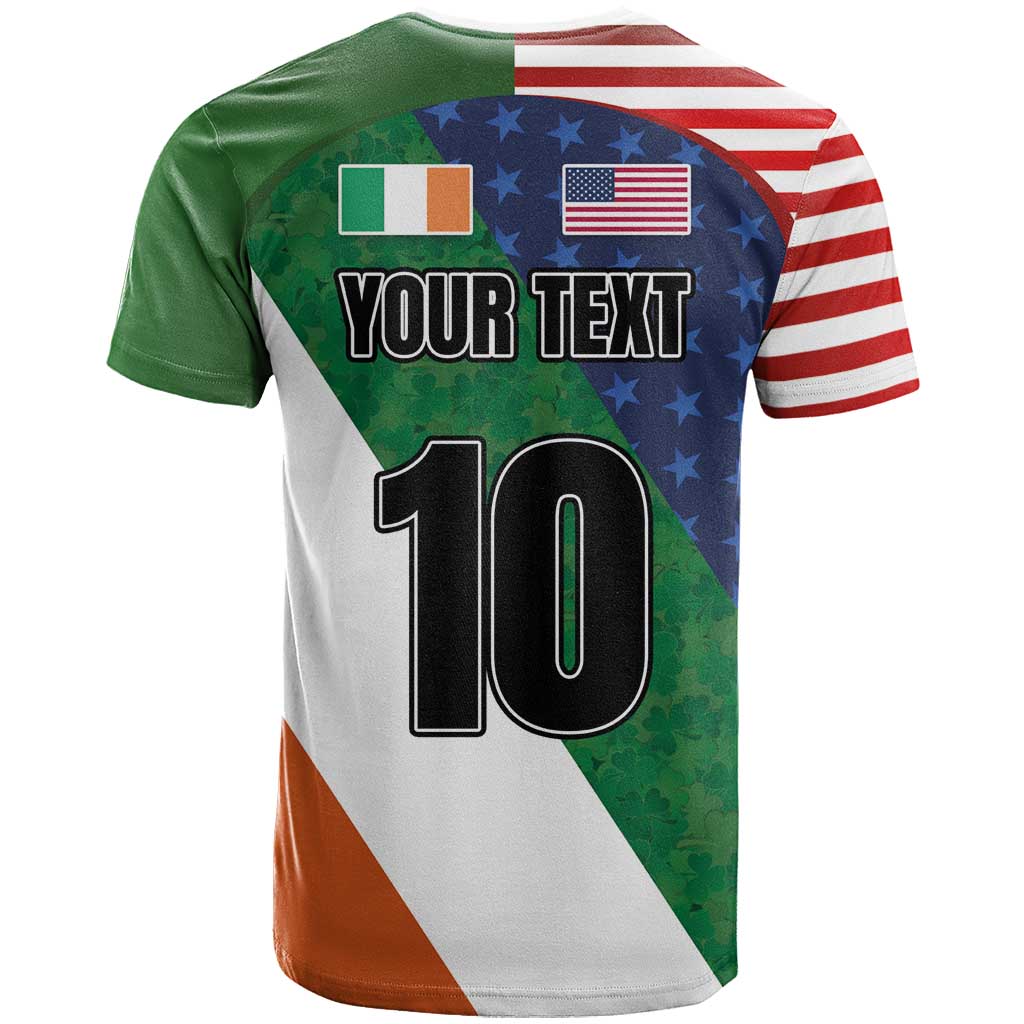 Custom Ireland and United States T Shirt Shamrocks and American Flag Style