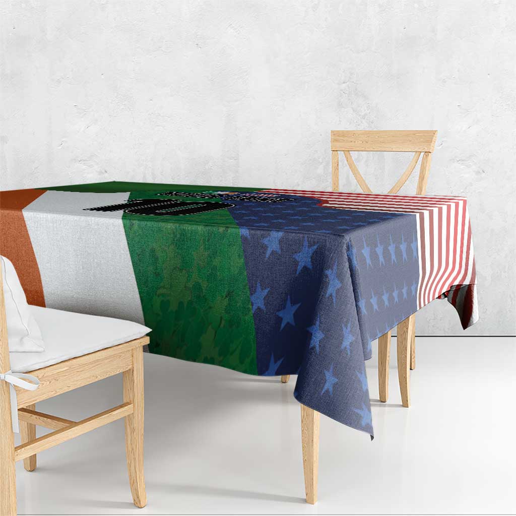 Custom Ireland and United States Tablecloth Shamrocks and American Flag Style