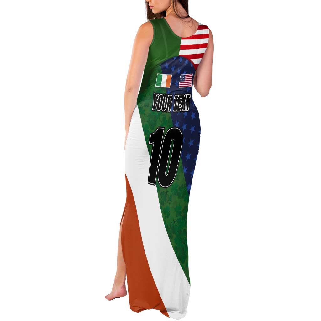 Custom Ireland and United States Tank Maxi Dress Shamrocks and American Flag Style